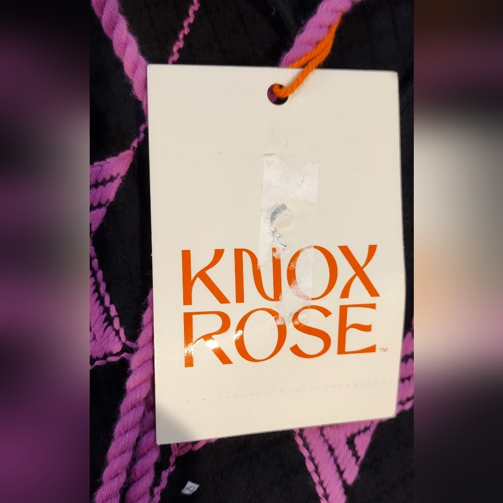 NWT  Knox Rose Black & Purple  Embroidered Boho Peasant Top Size 2X - Picture 7 of 7